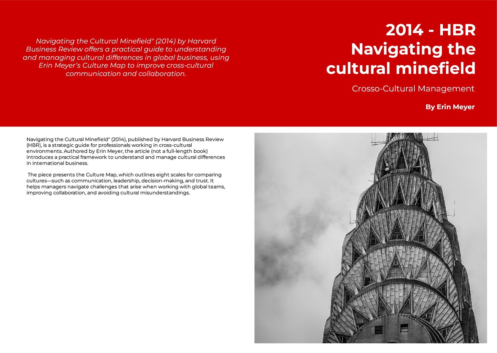2014 - HBR Navigating the cultural minefield
